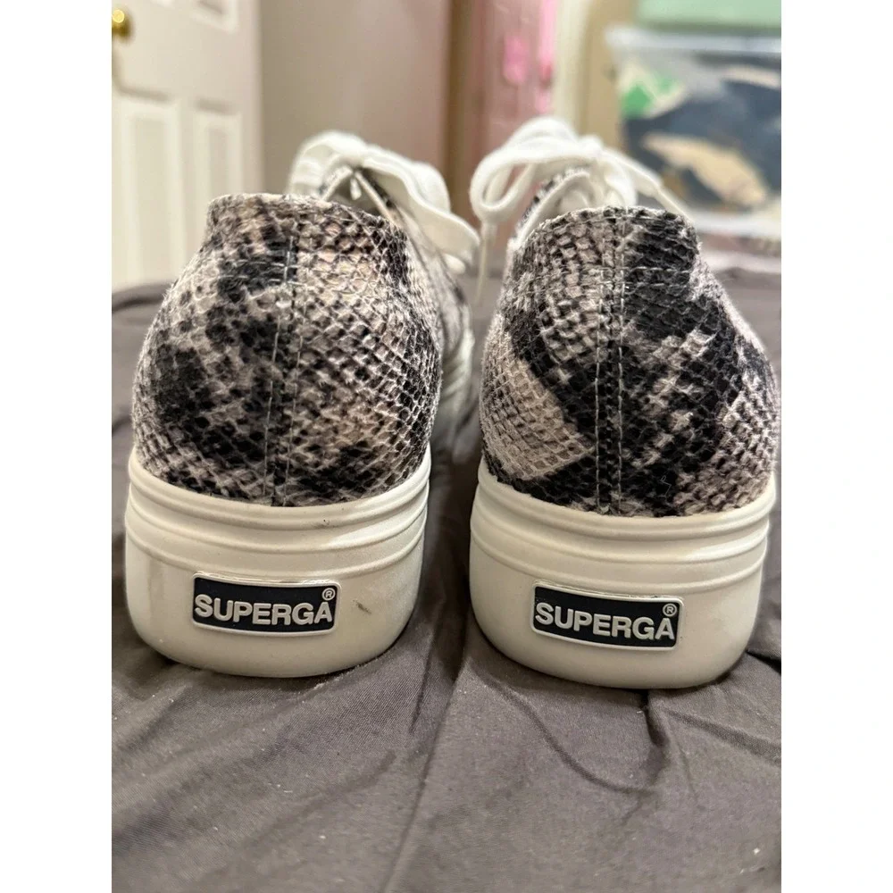 NWOB Superga 2730 Platform Sneakers‎ Snakeskin Print Lace Up EU 41.5 US W